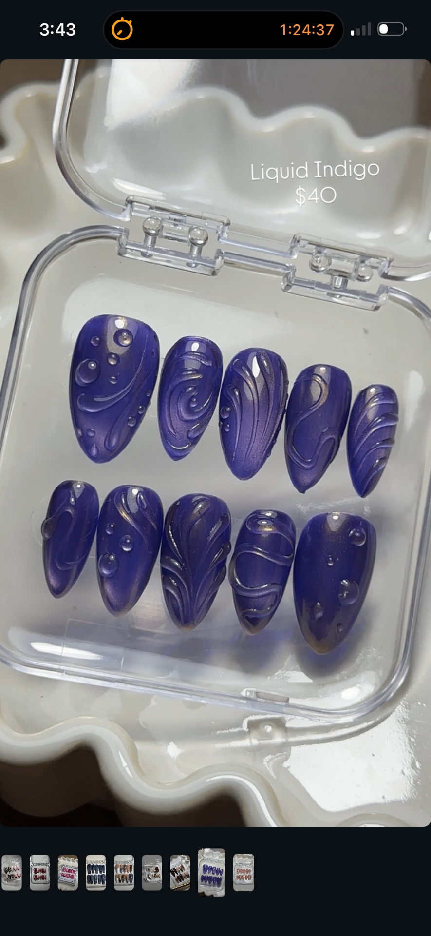 Liquid Indigo — accessible luxury press-on set