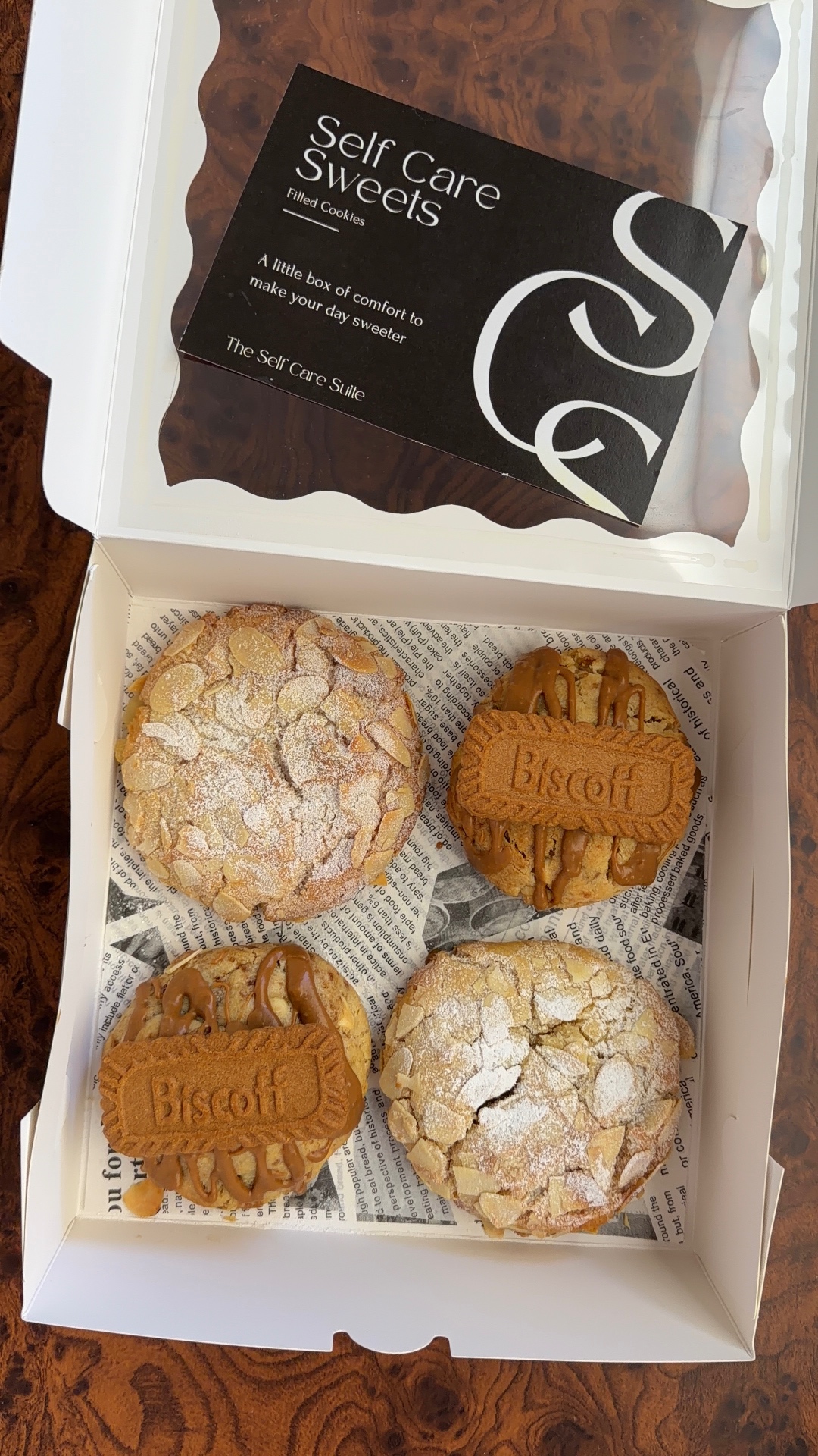 A box of Self Care Sweets filled cookies
